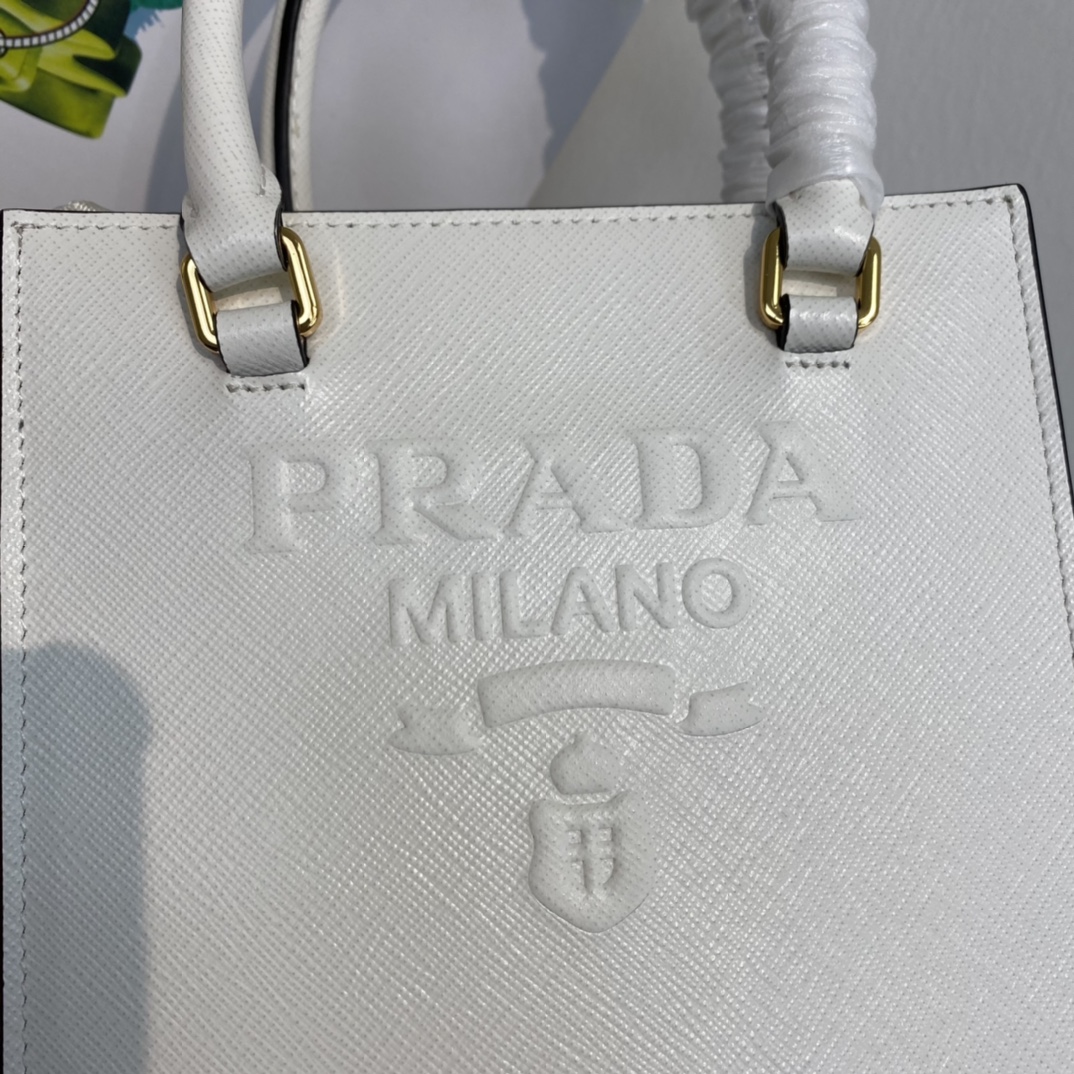 Prada Mini Saffiano Leather Bag Shoulder Bag White 1BA333